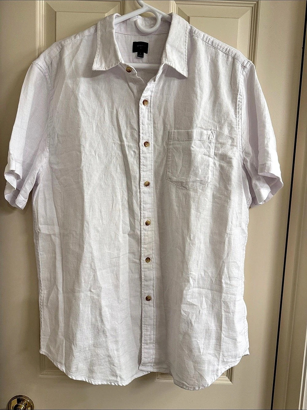 J.Crew Short-Sleeve Washed Linen blend Shirt White Size L